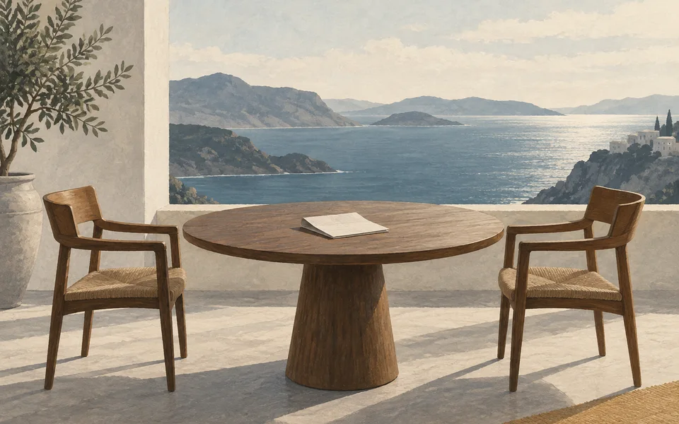 Chairs and a document at a meeting table. Editorial illustration; not a photograph of the event.
