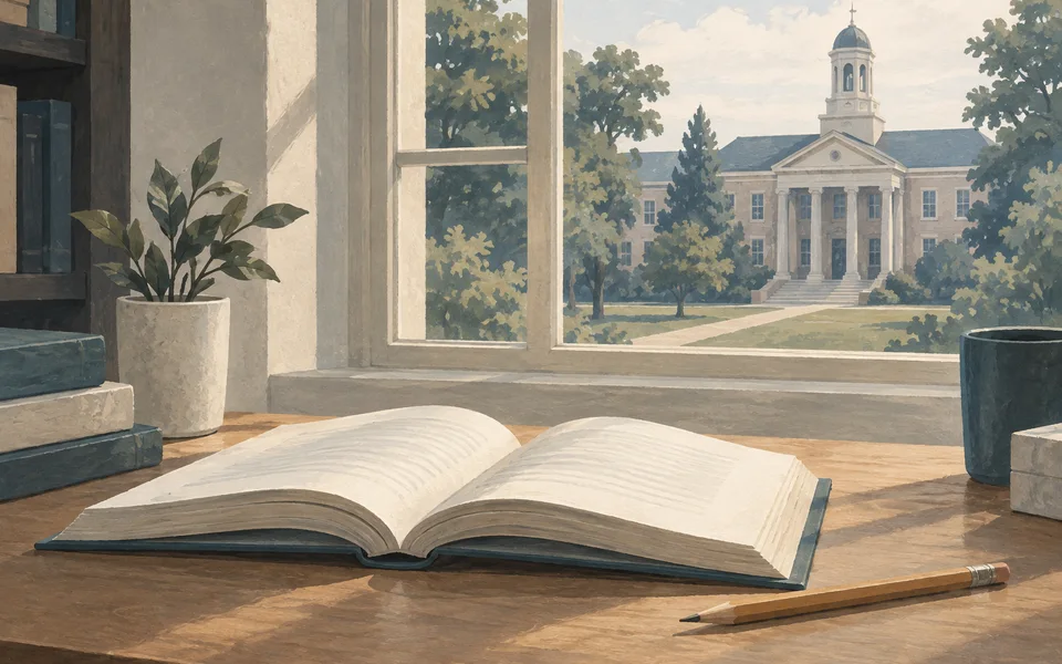 Books and a school building. Editorial illustration; not a photograph of the event.