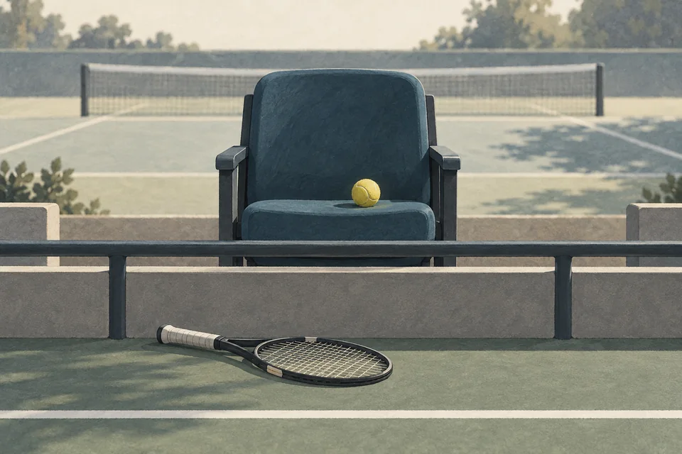 Medvedev reportedly visits spectator after China Open disqualification. Editorial illustration; not a photograph of the event.