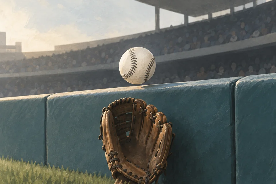 Yankees exit after fan interference turns Volpe’s apparent homer into a double. Editorial illustration; not a photograph of the event.